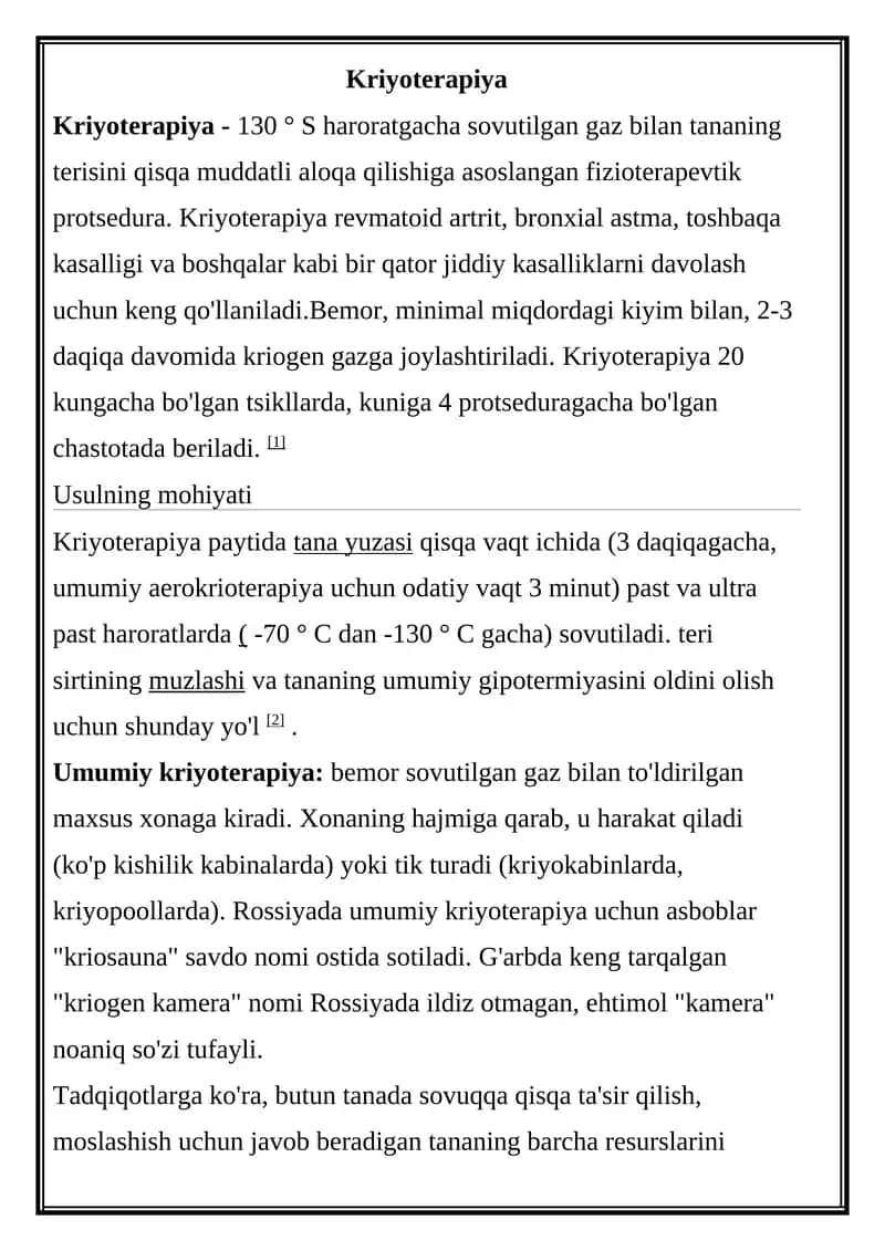 Kriyoterapiya