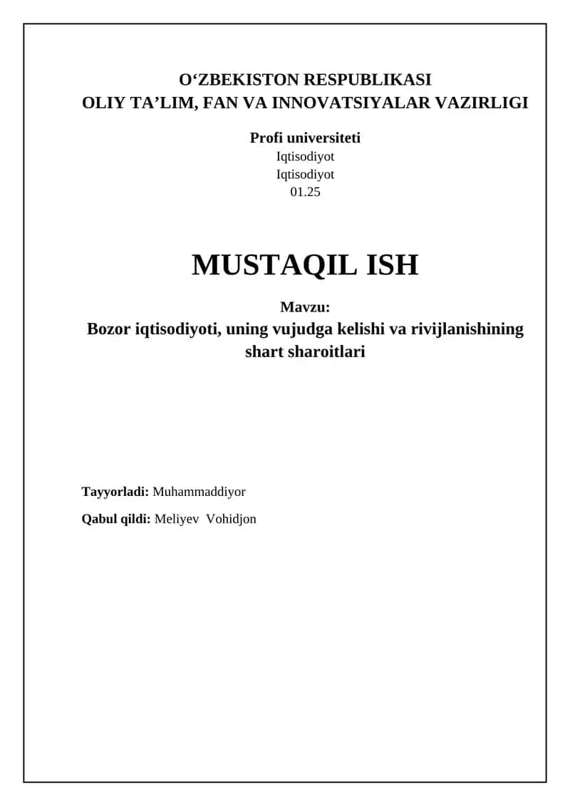 Bozor iqtisodiyoti