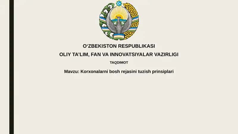 Korxonalarni bosh rejasi tuzish prinsiplari