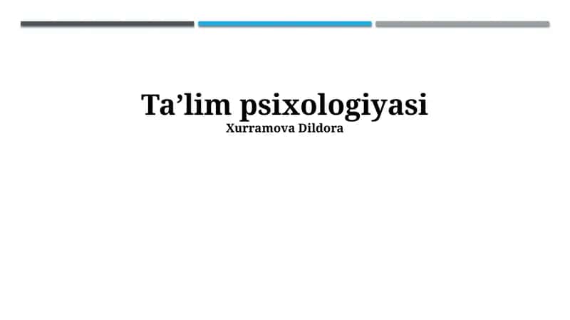 Ta'lim psixologiyasi