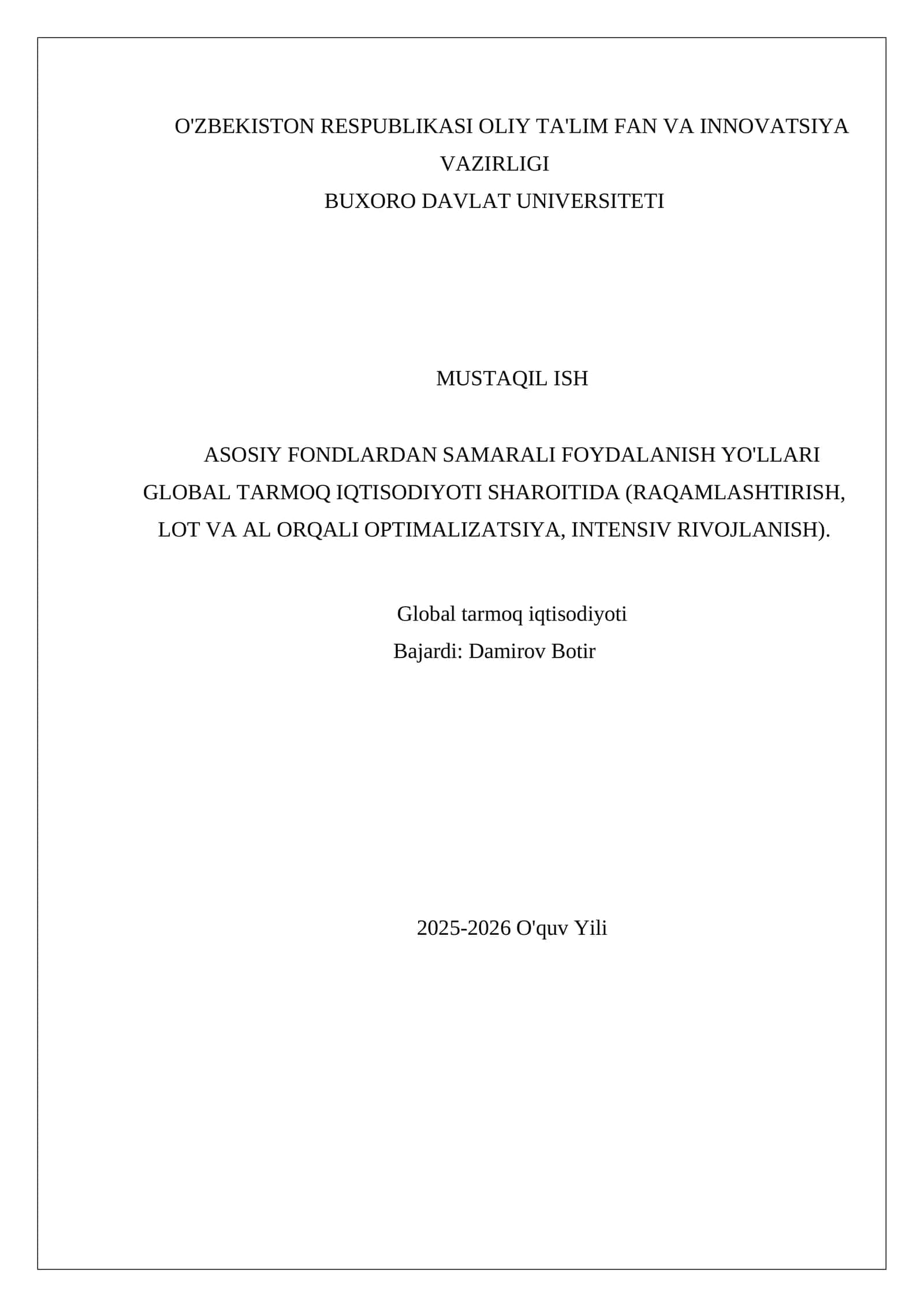 Global tarmoq iqtisodiyoti