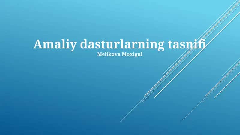 Amaliy dasturlarning tasnifi
