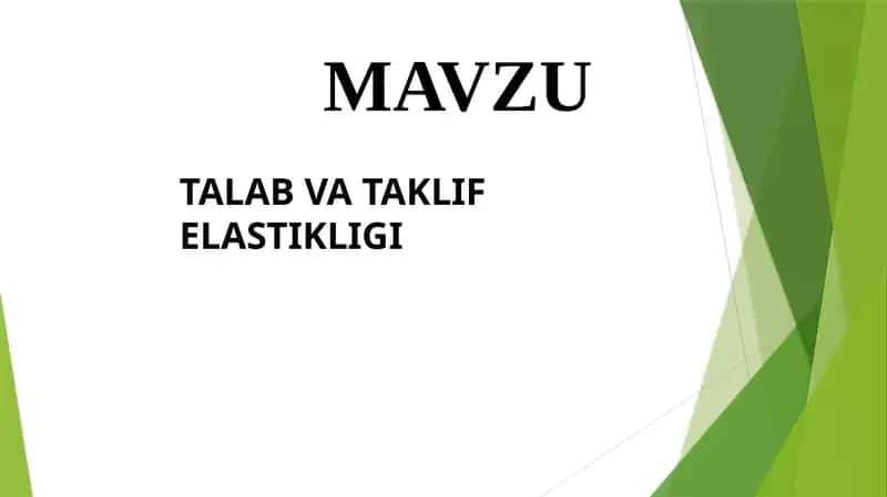 Talab va Taklif Elastikligi