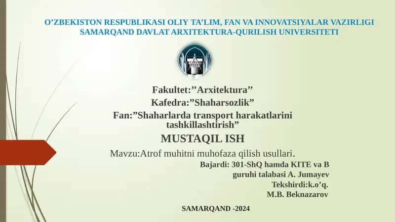 Atrofmuhitnimuhofazaqilish