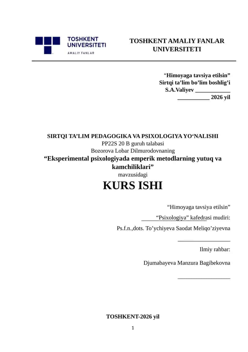 Eksperimental psixologiyada emperik metodlarning yutuq va kamchiliklari