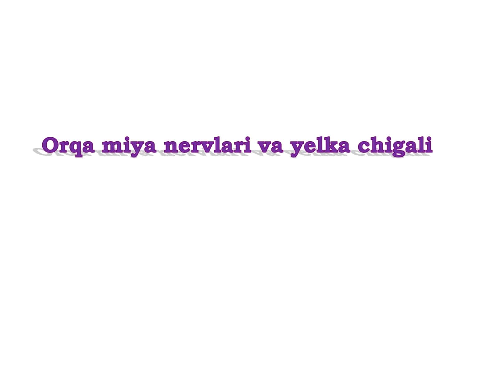 Orqa miya nervlari va yelka chigali