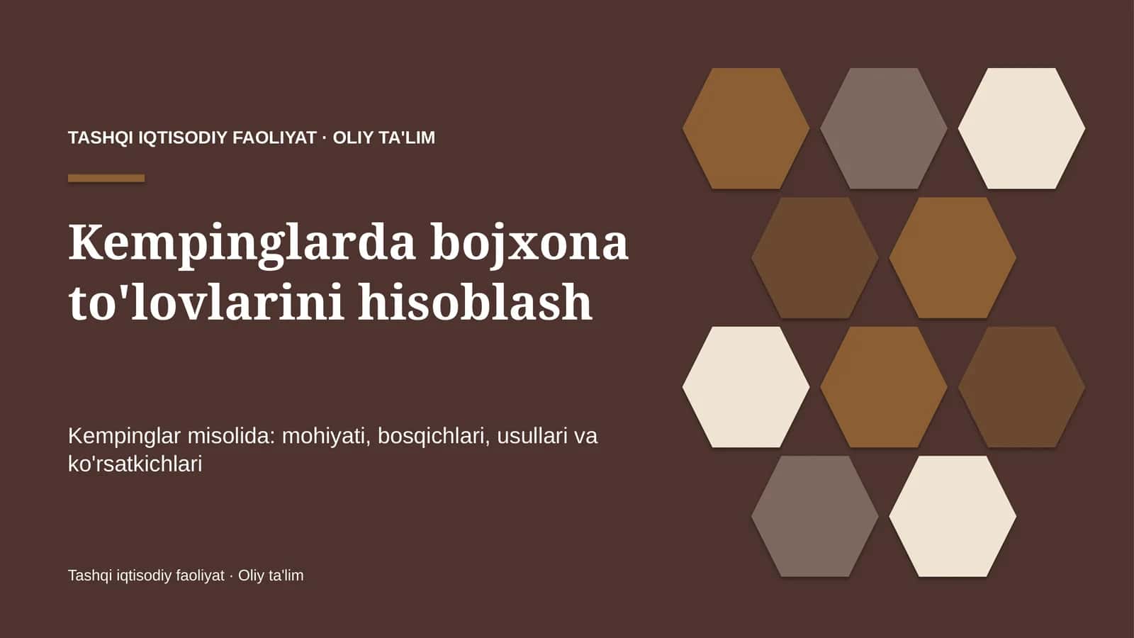 Kempinglarda bojxona to'lovlarini hisoblash