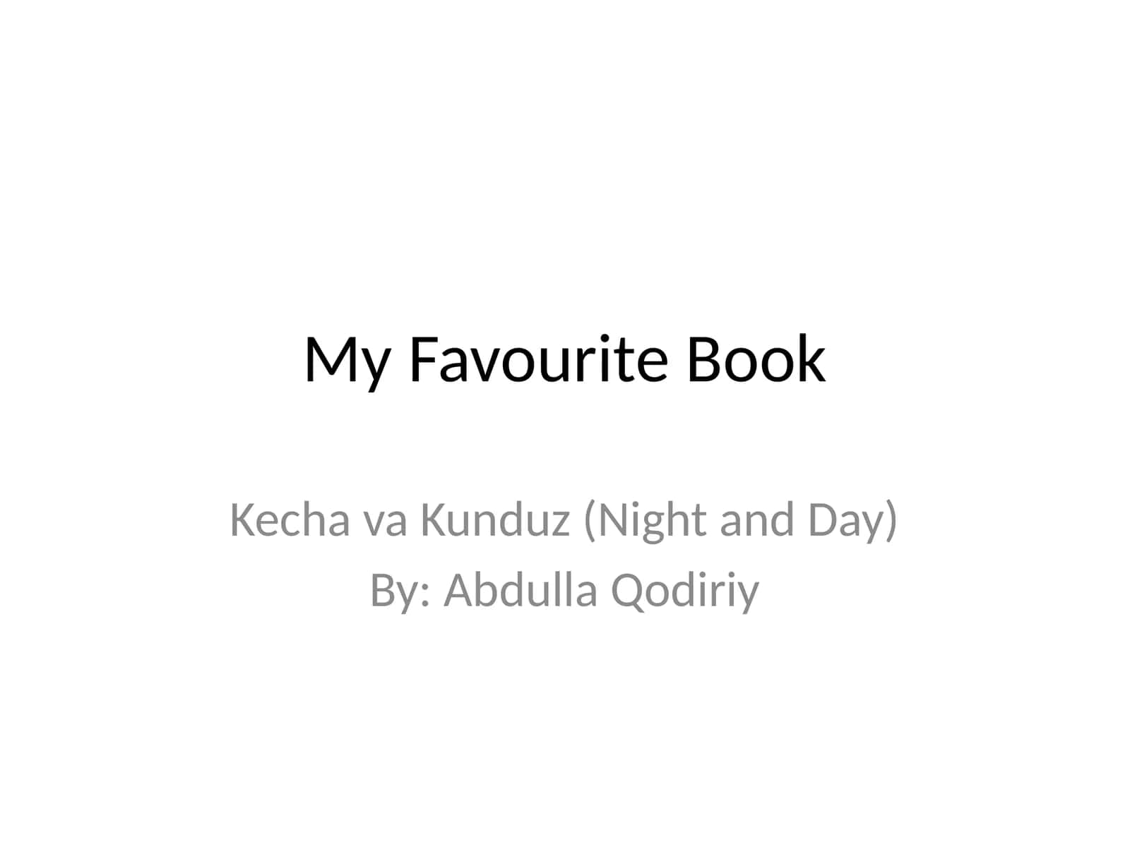 Kecha va Kunduz (Night and Day)