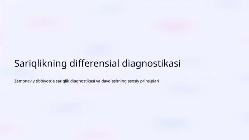 Sariqlikning differensial diagnostikasi
