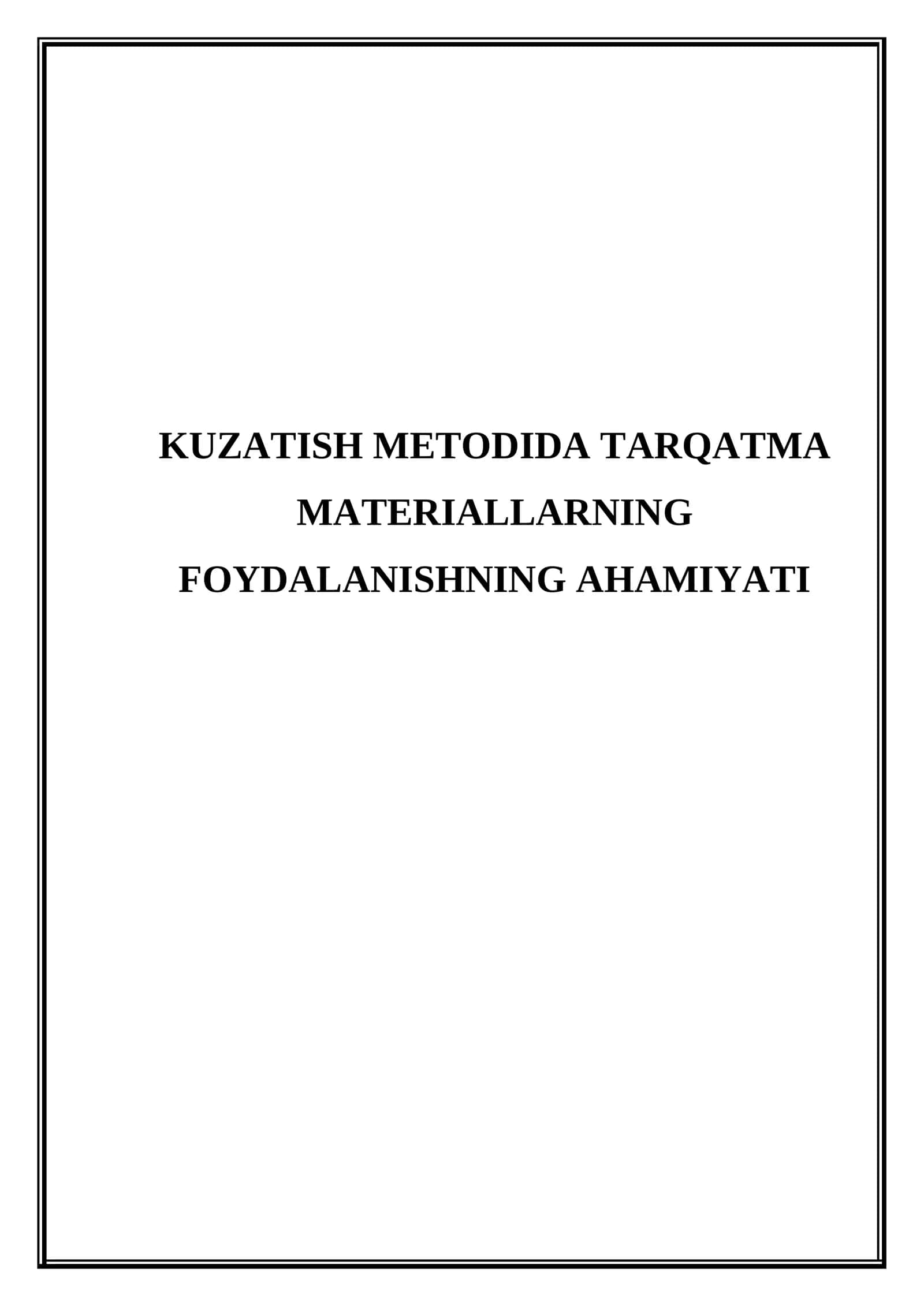 Kuzatish metodida tarqatma materiallarning foydalanishning ahamiyati