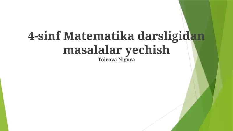 4-sinf Matematika darsligidan masalalar yechish
