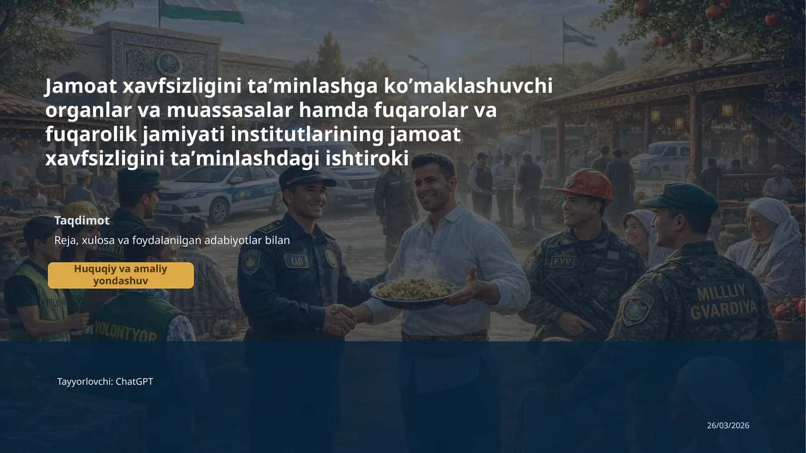 Jamoat xavfsizligini taʼminlashga koʼmaklashuvchi organlar va muassasalar