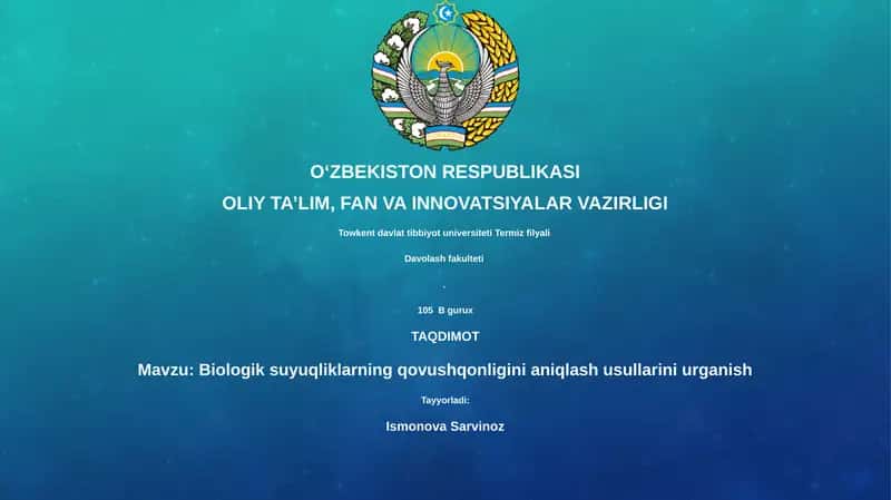 Biologik suyuqliklarning qovushqonligini aniqlash usullarini urganish