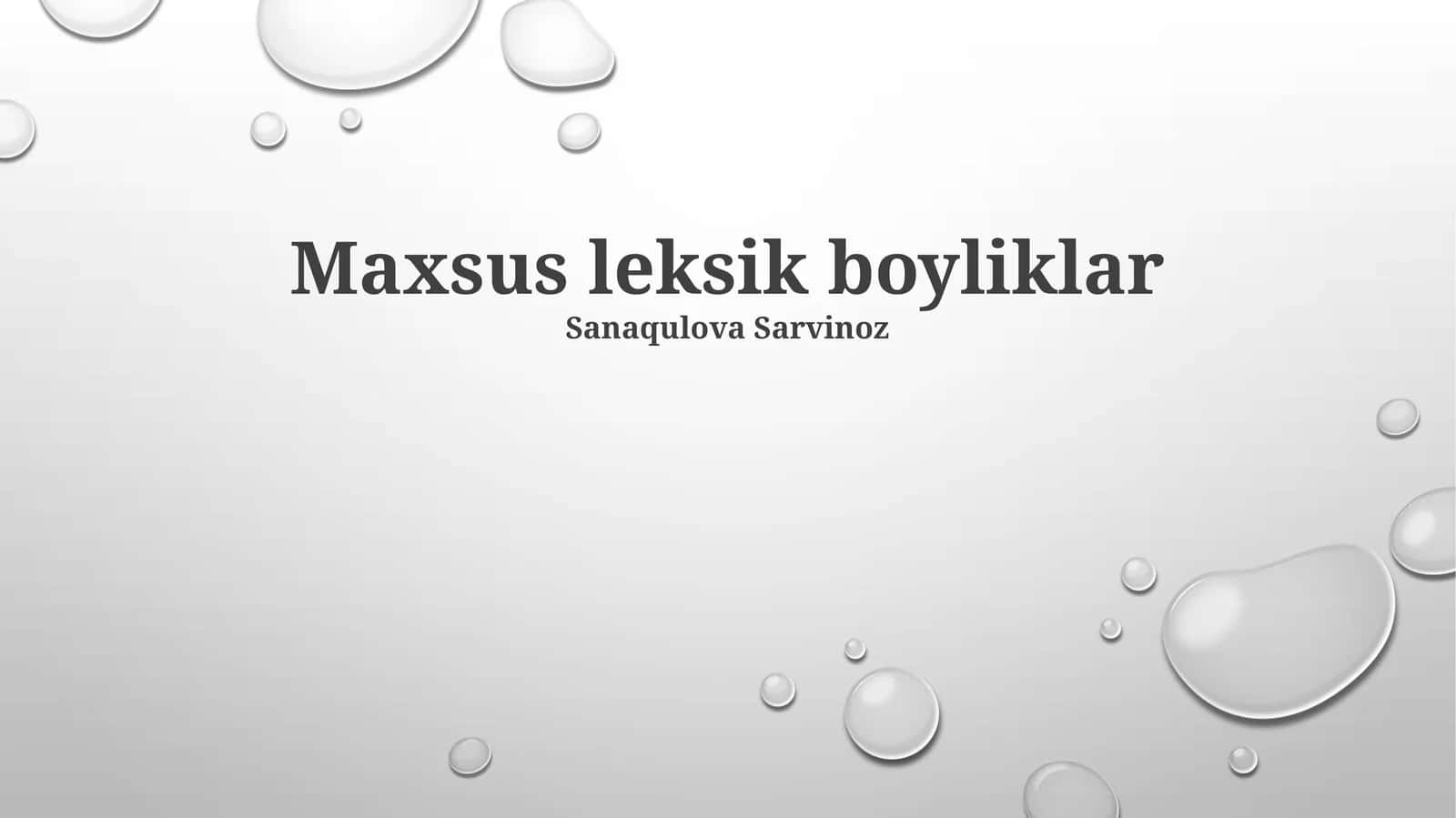 Maxsus leksik boyliklar