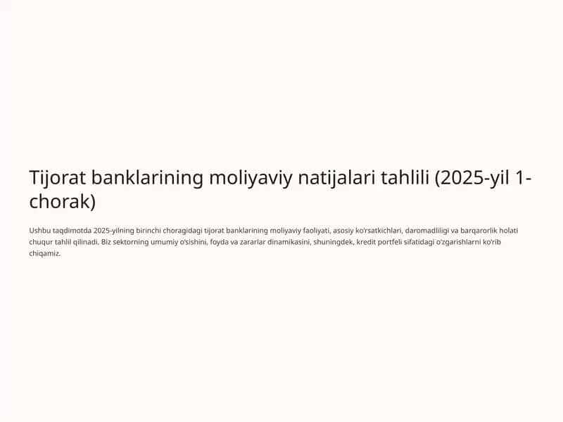 Tijorat banklarining moliyaviy natijalari tahlili