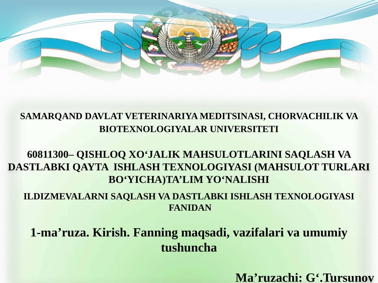 ILDIZMEVALARNI SAQLASH VA DASTLABKI ISHLASH TEXNOLOGIYASI