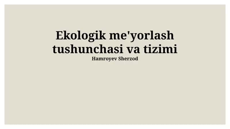 Ekologik Standartlashtirishning Kelajagi va Taraqqiyoti