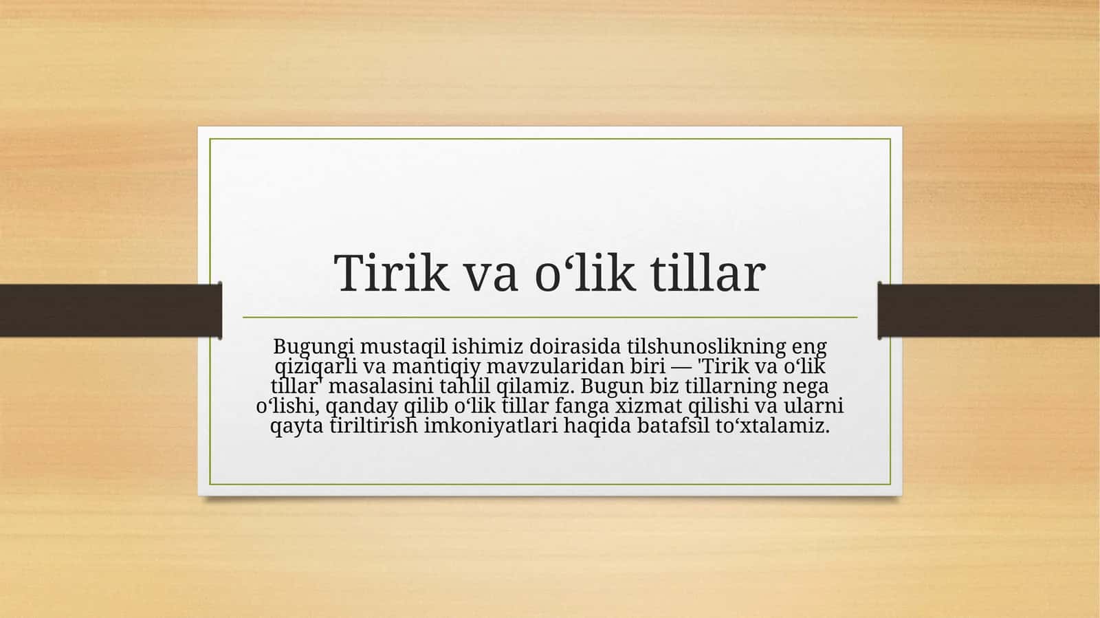 Tirik va o‘lik tillar