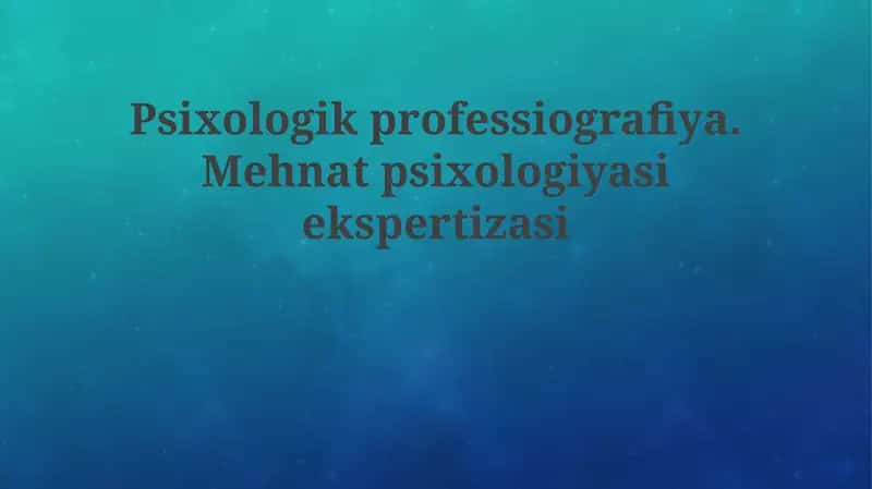 Kasbiy psixologiya