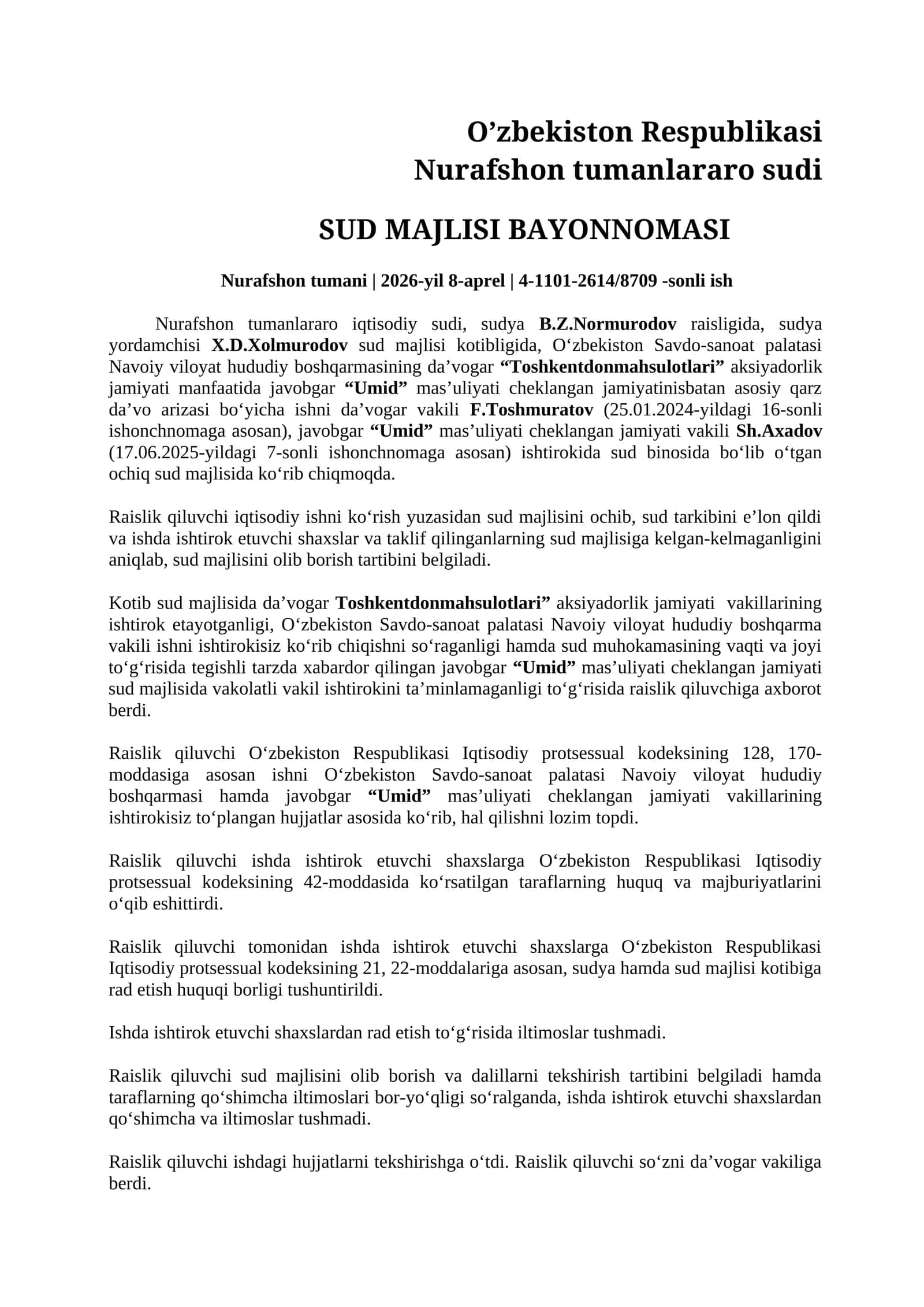 Sud majlisi bayonnomasi