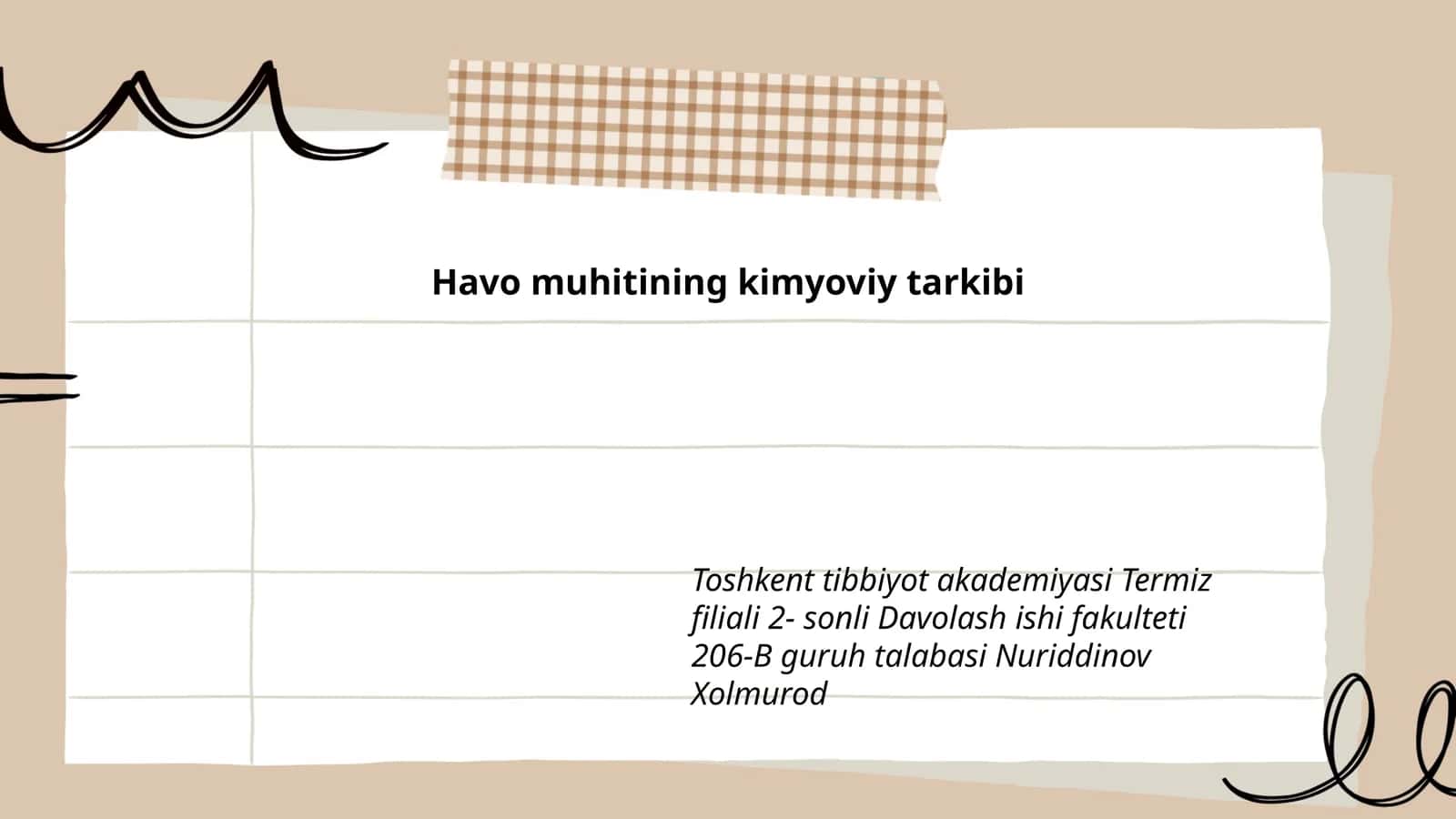 Havo tarkibi va uning kimyoviy elementlari