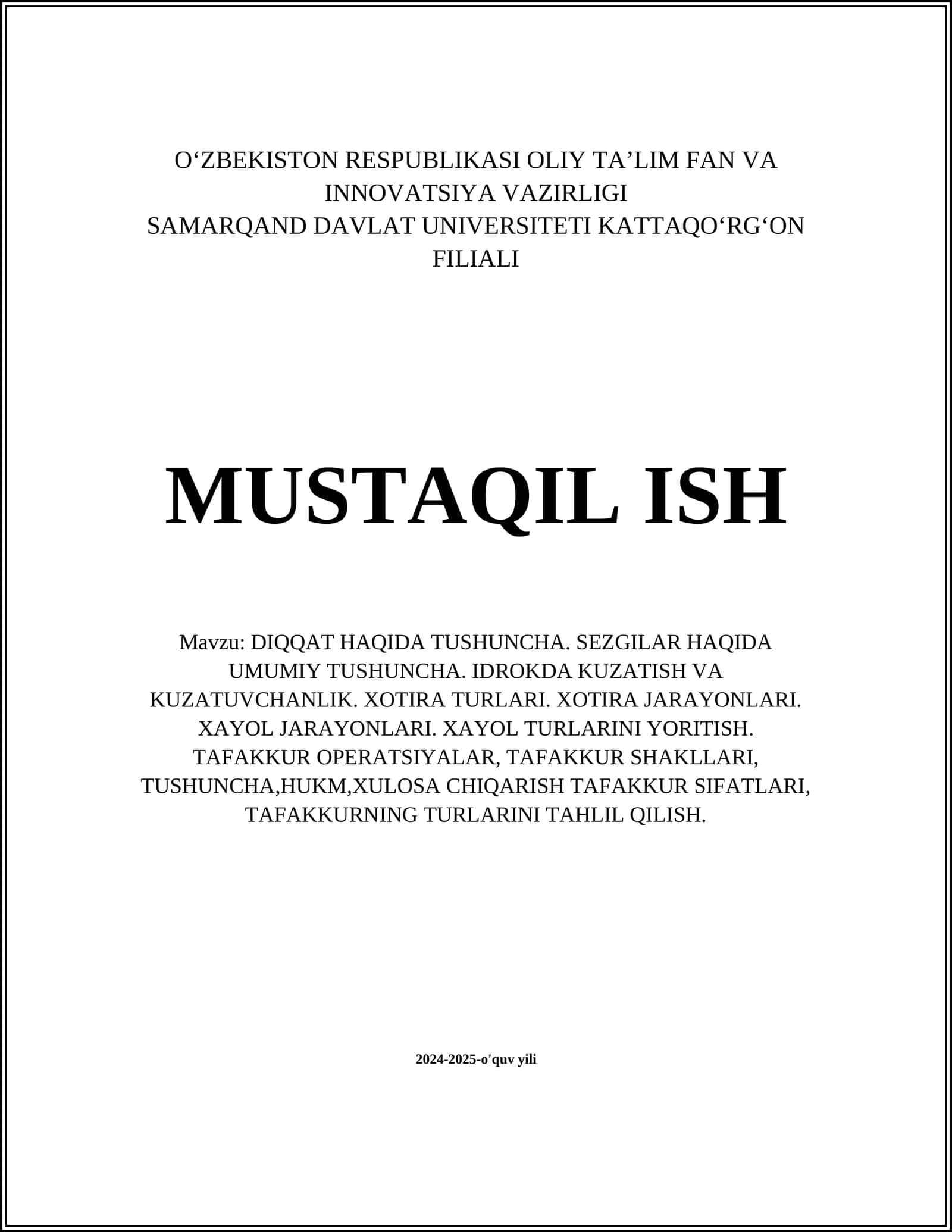DIQQAT HAQIDA TUSHUNCHA