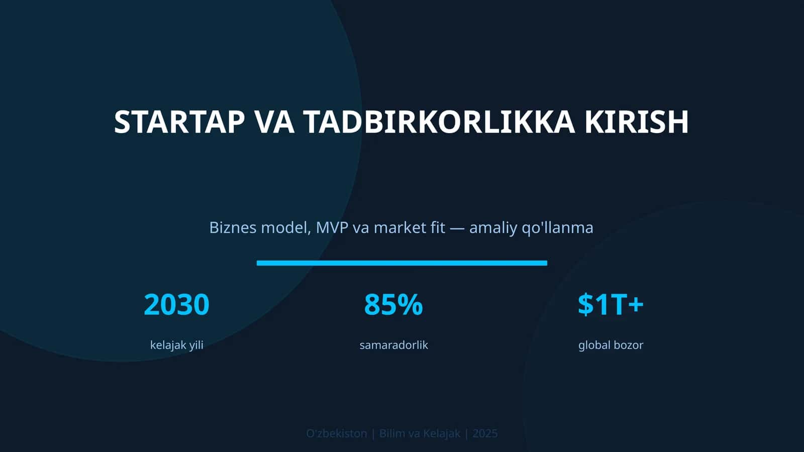 Biznes model, MVP va market fit — amaliy qo'llanma