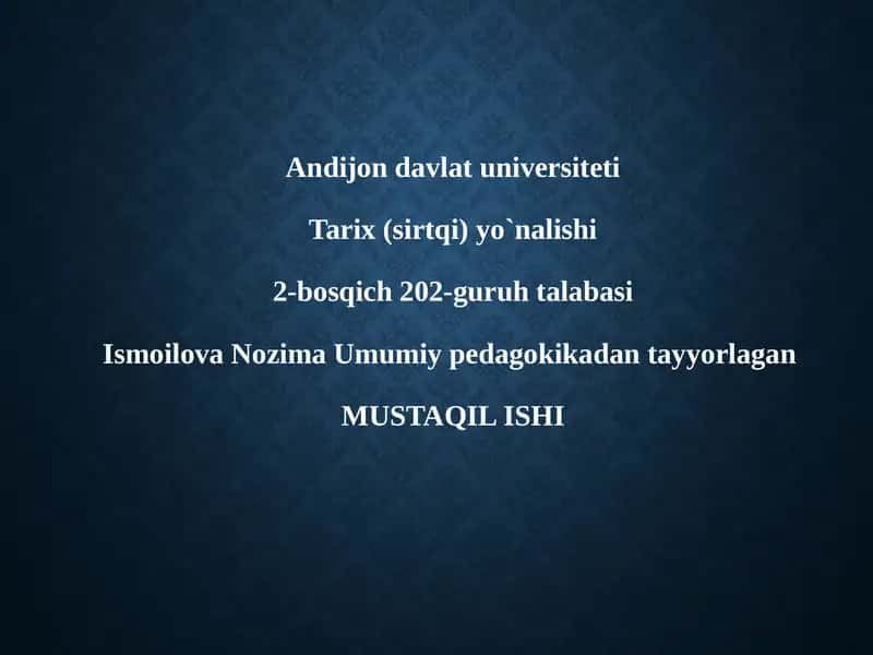 Ta’lim metodlari va vositalarini tahlil qilish