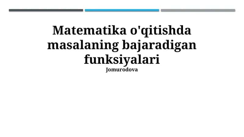 Masalaning bajaradigan funksiyalari