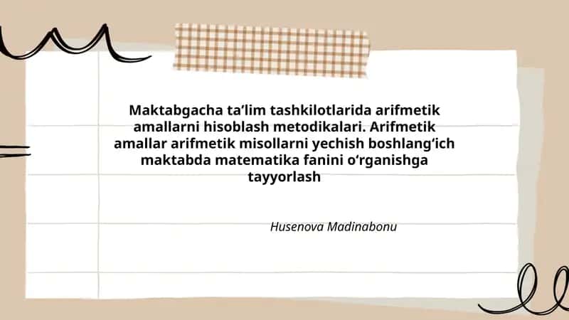 Arifmetik amallarni hisoblash metodikalari