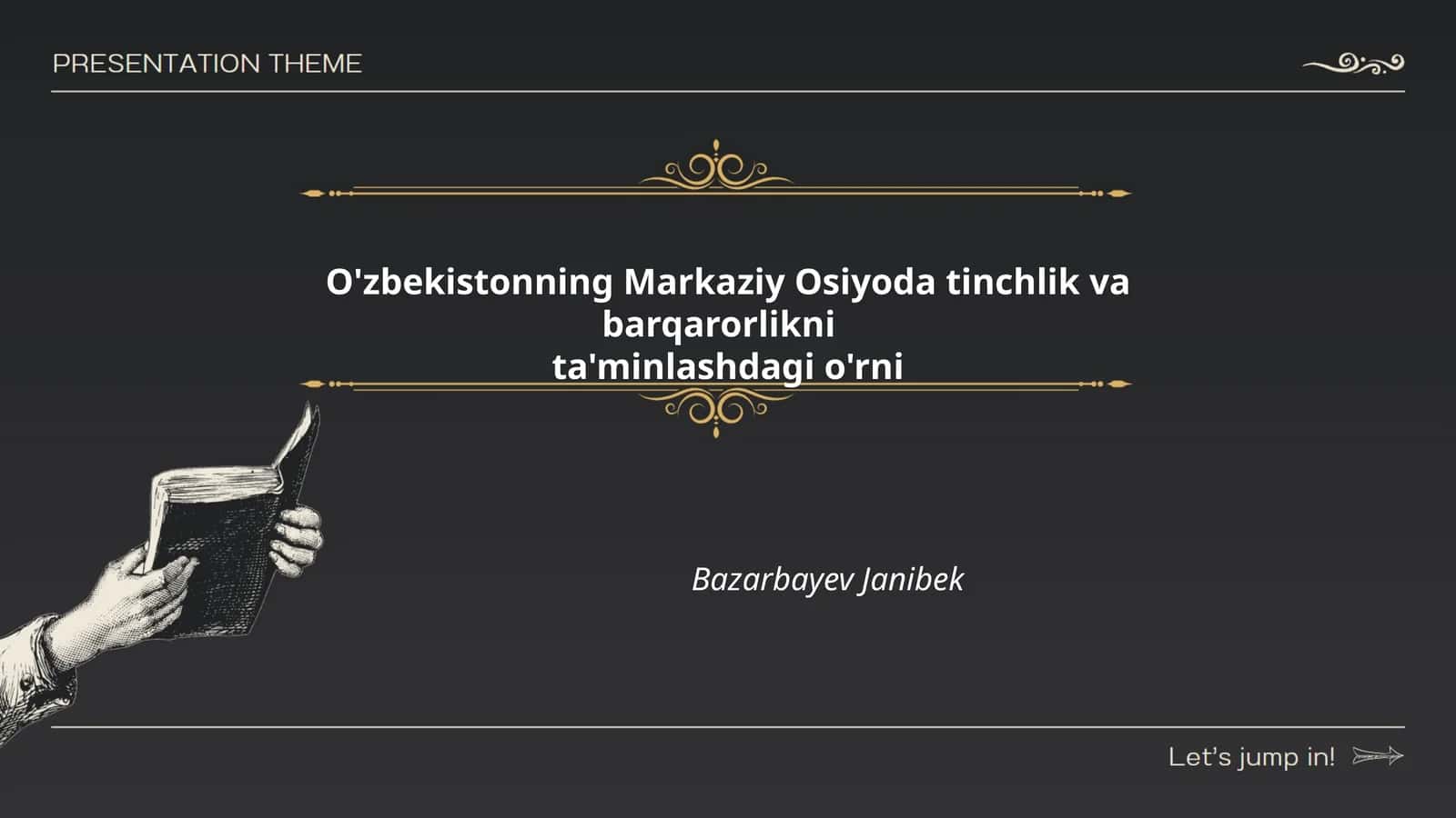 O'zbekistonning Markaziy Osiyoda tinchlik va barqarorlikni ta'minlashdagi o'rni