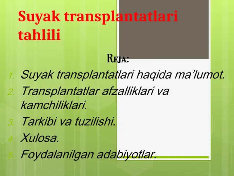 Transplantatlar(suyak transplantatlari)