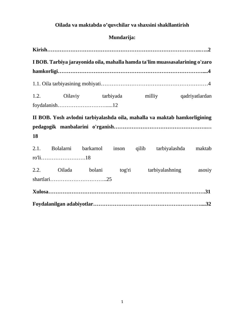 Yosh avlodni tarbiyalashda oila, mahalla va maktab hamkorligining pedagogik manbalarini o'rganish