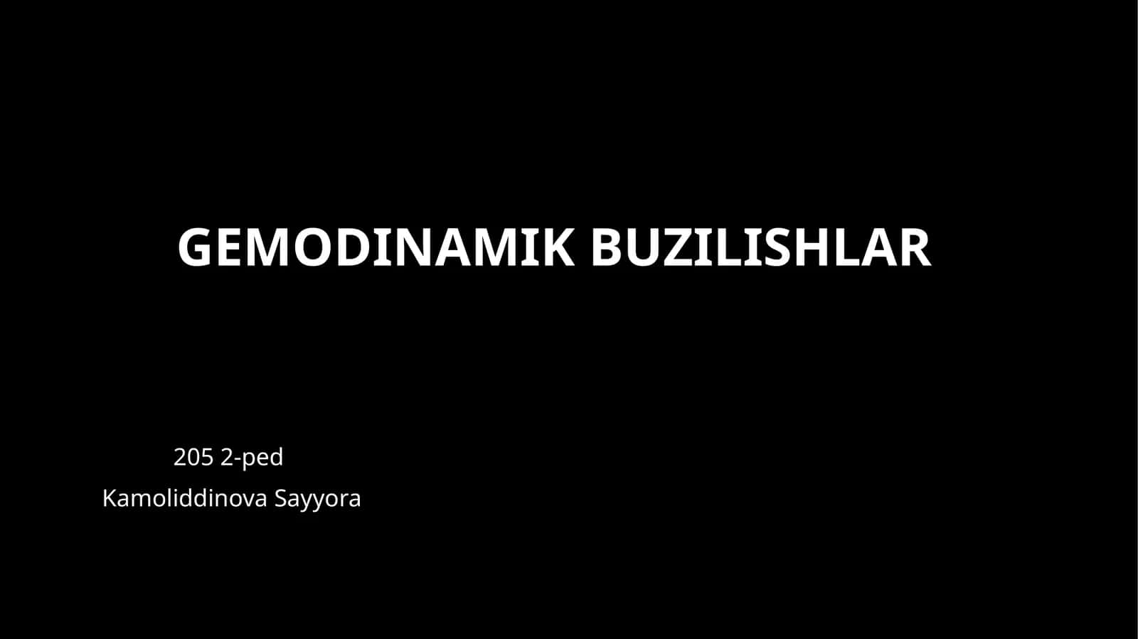 Gemodinamik Buzilishlar Patofiziologiya