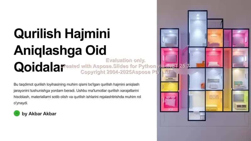 Qurilish Hajmini Aniqlashga Oid Qoidalar