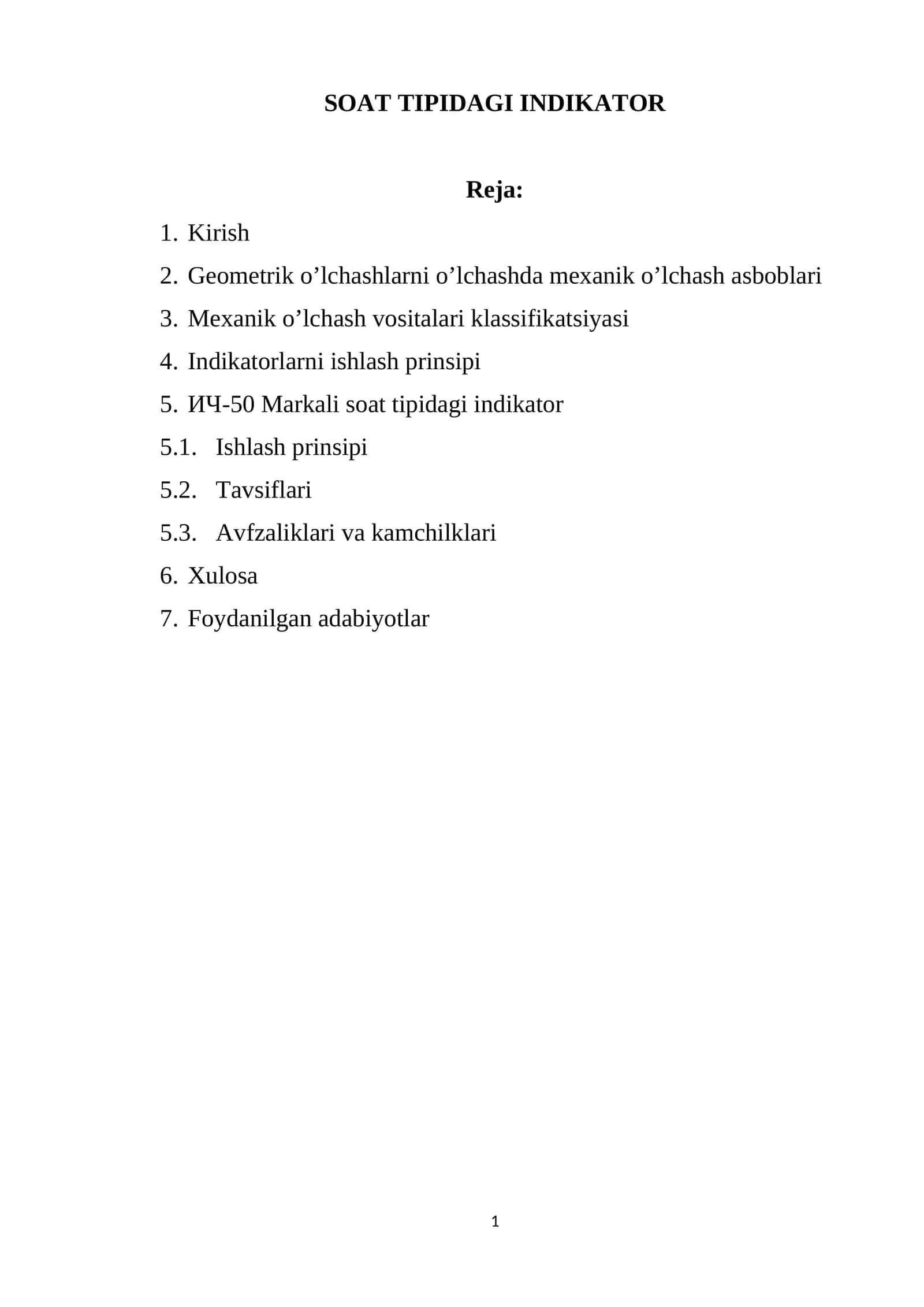 Soat tipidagi indikator