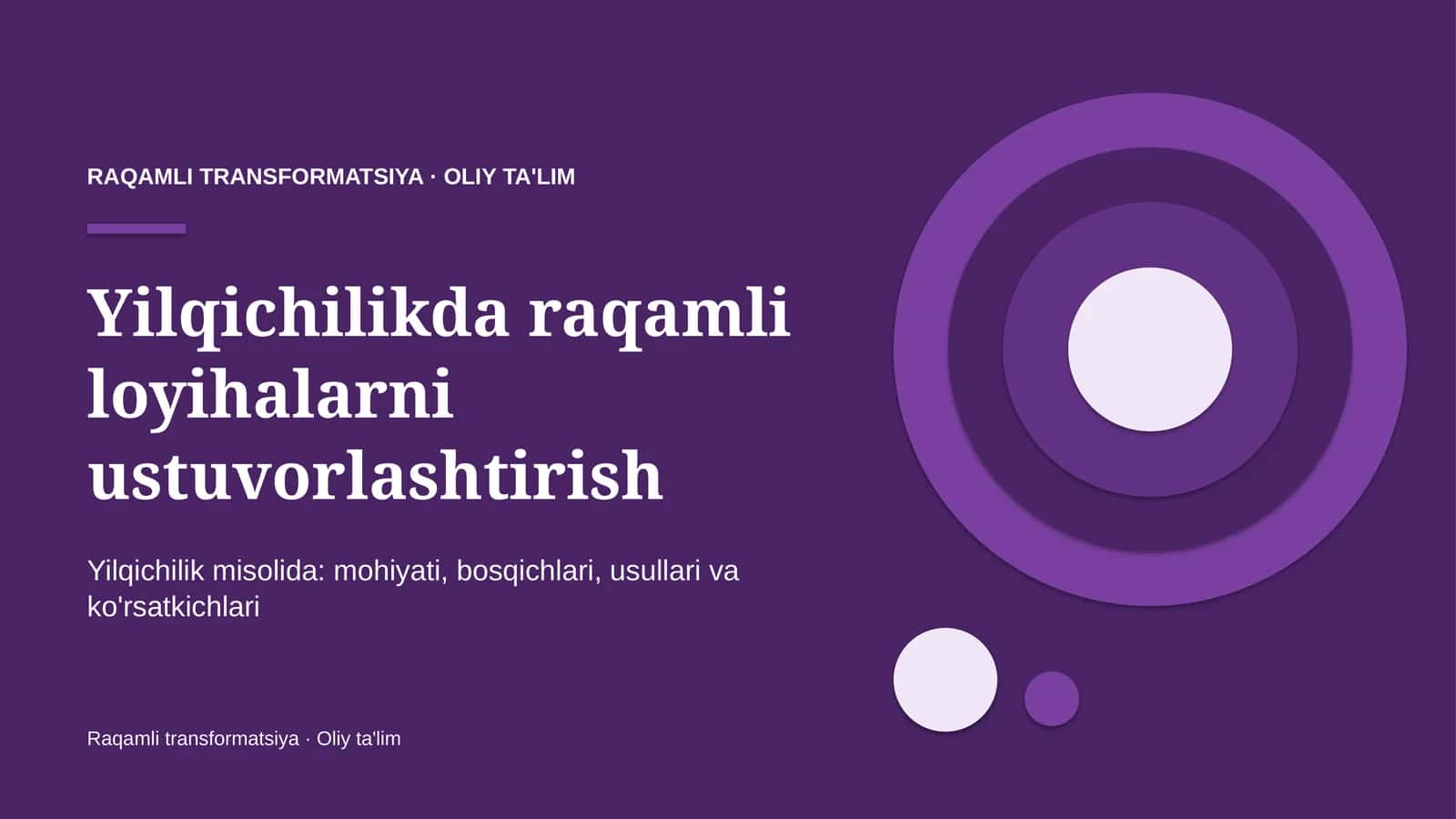 Yilqichilikda raqamli loyihalarni ustuvorlashtirish