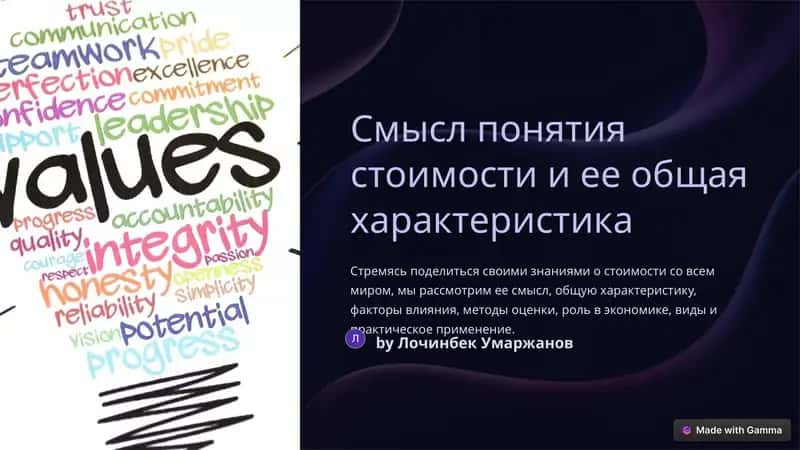 Смысл понятия стоимости и ее общая характеристика