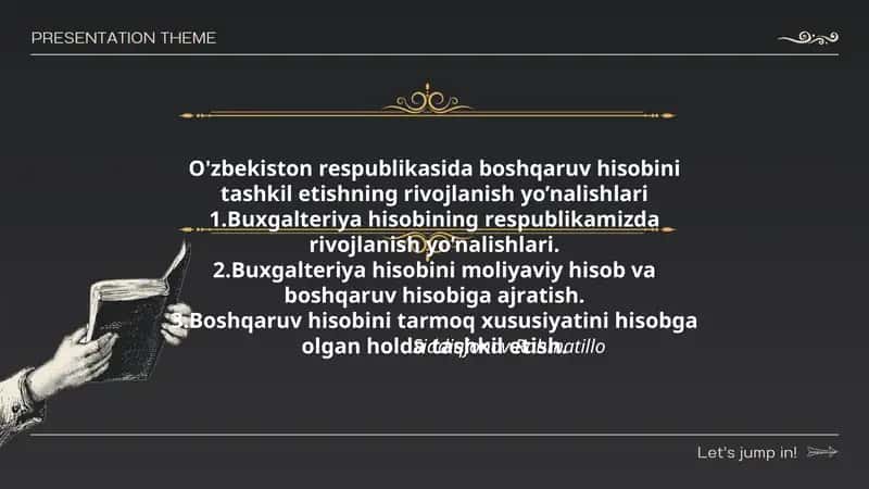 O'zbеkistоn rеspublikаsidа bоshqаruv hisоbini tаshkil etishning rivоjlаnish yo’nаlishlаri
