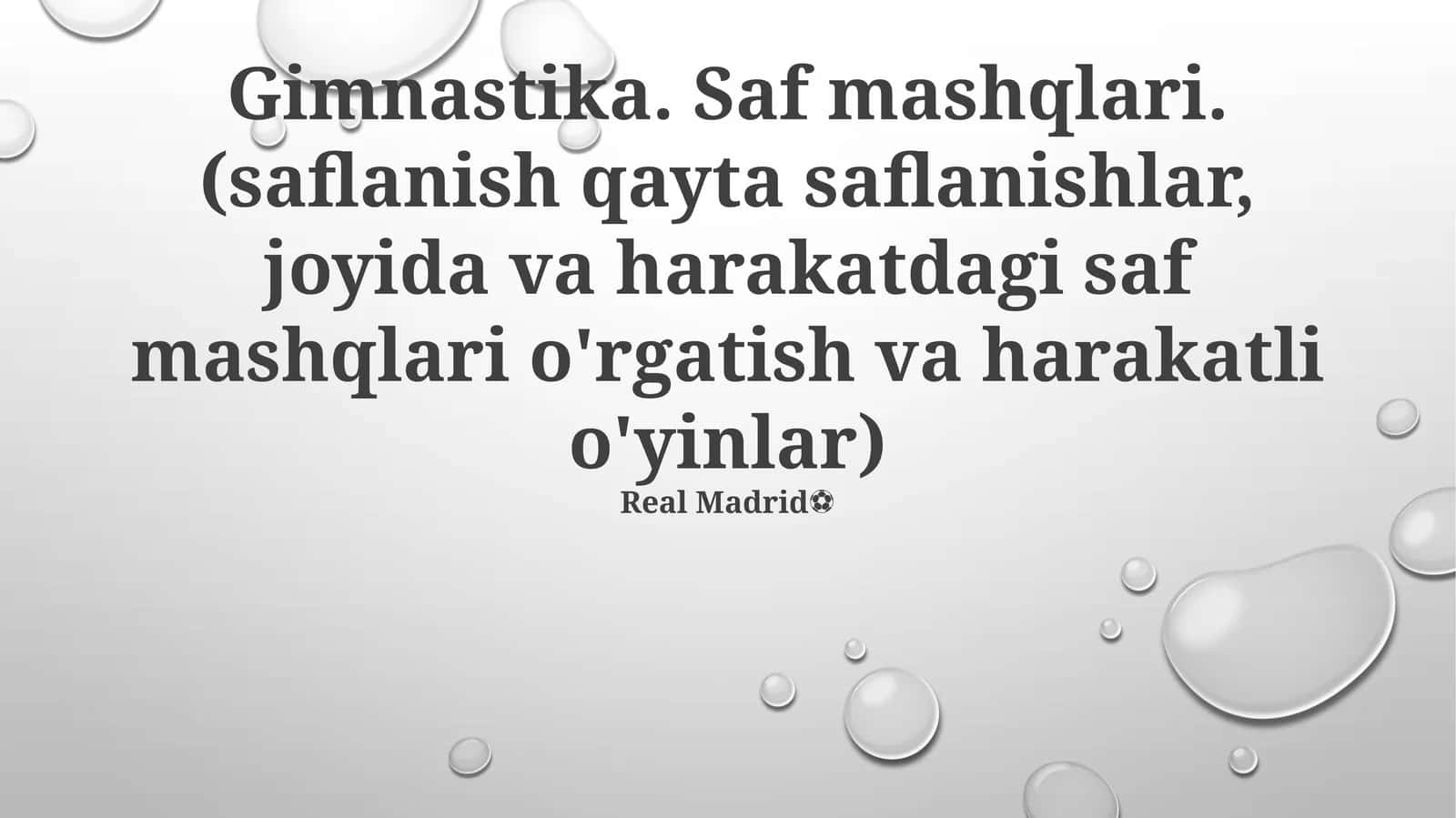 Gimnastika. Saf mashqlari