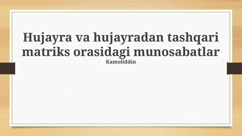 Hujayralar va hujayradan tashqari matriks: Aloqa asoslari