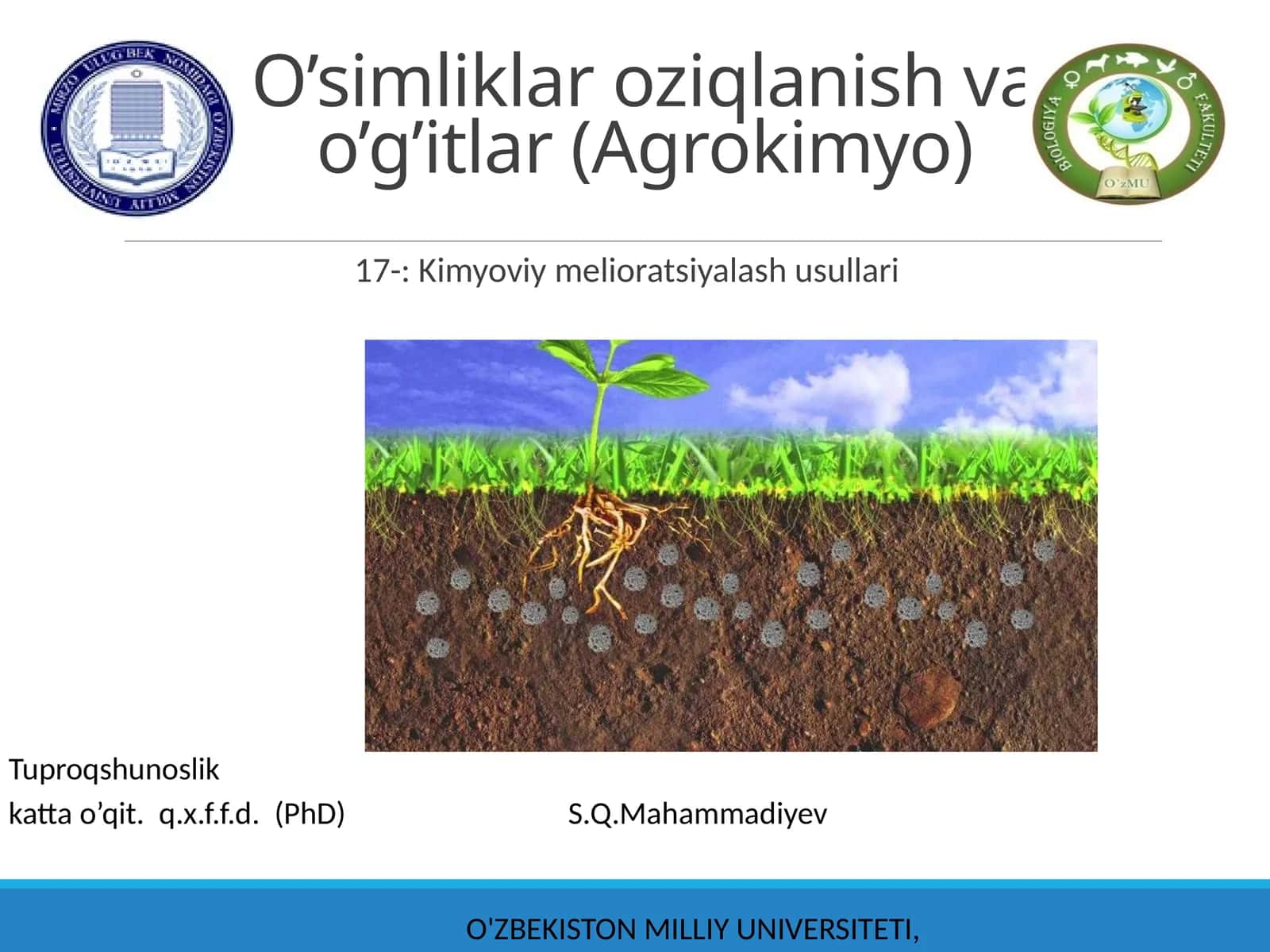 O'simliklar oziqlanish va o'g'itlar (Agrokimyo)