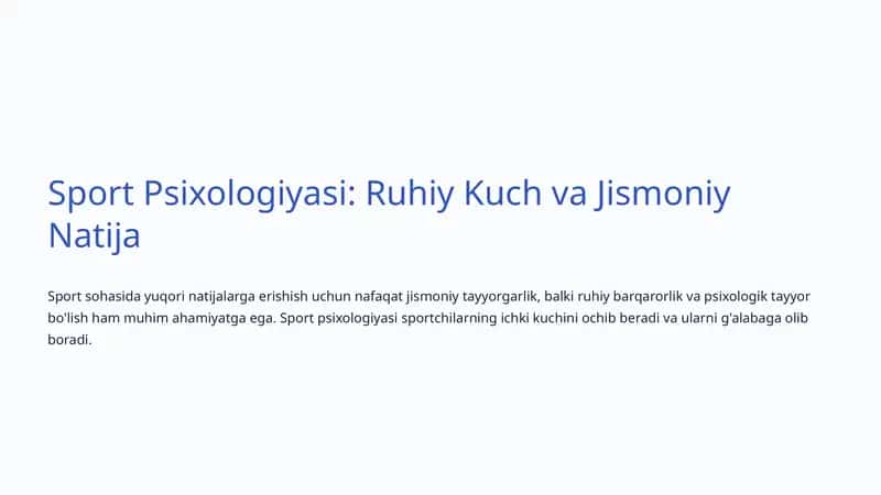 Sport Psixologiyasi