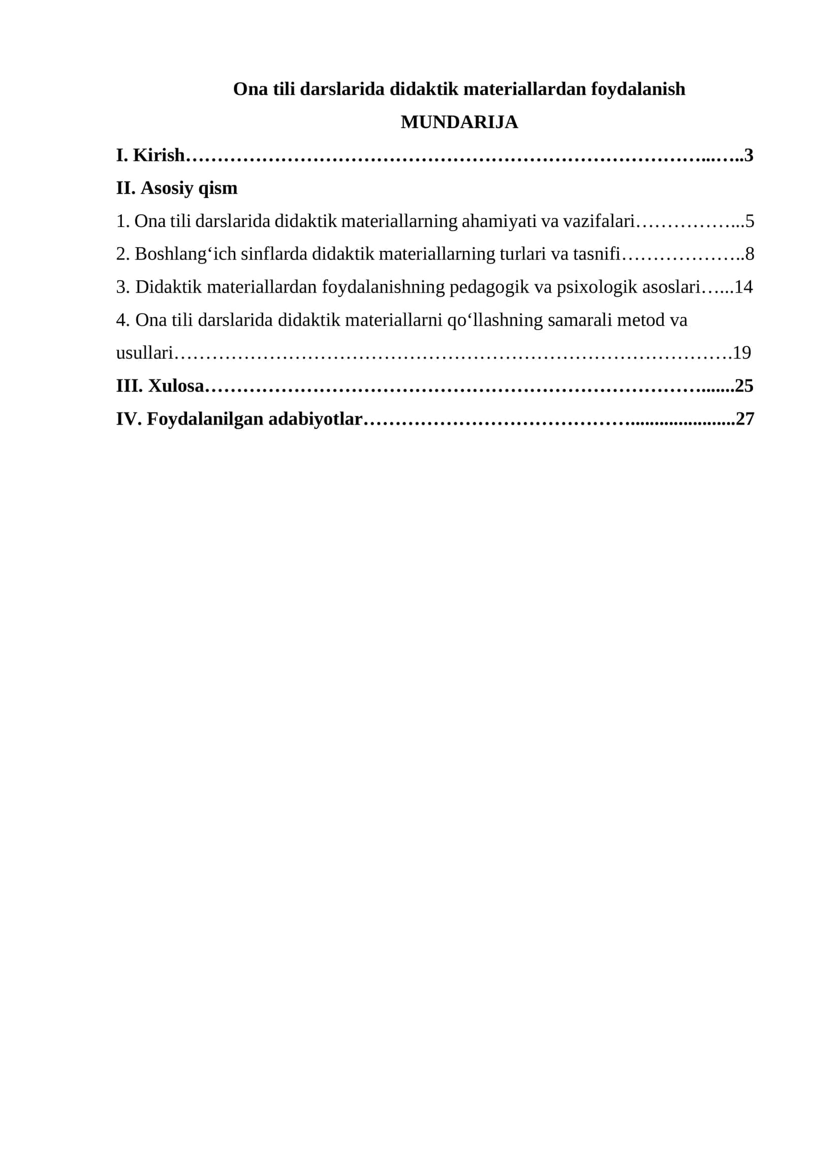 Ona tili darslarida didaktik materiallardan foydalanish