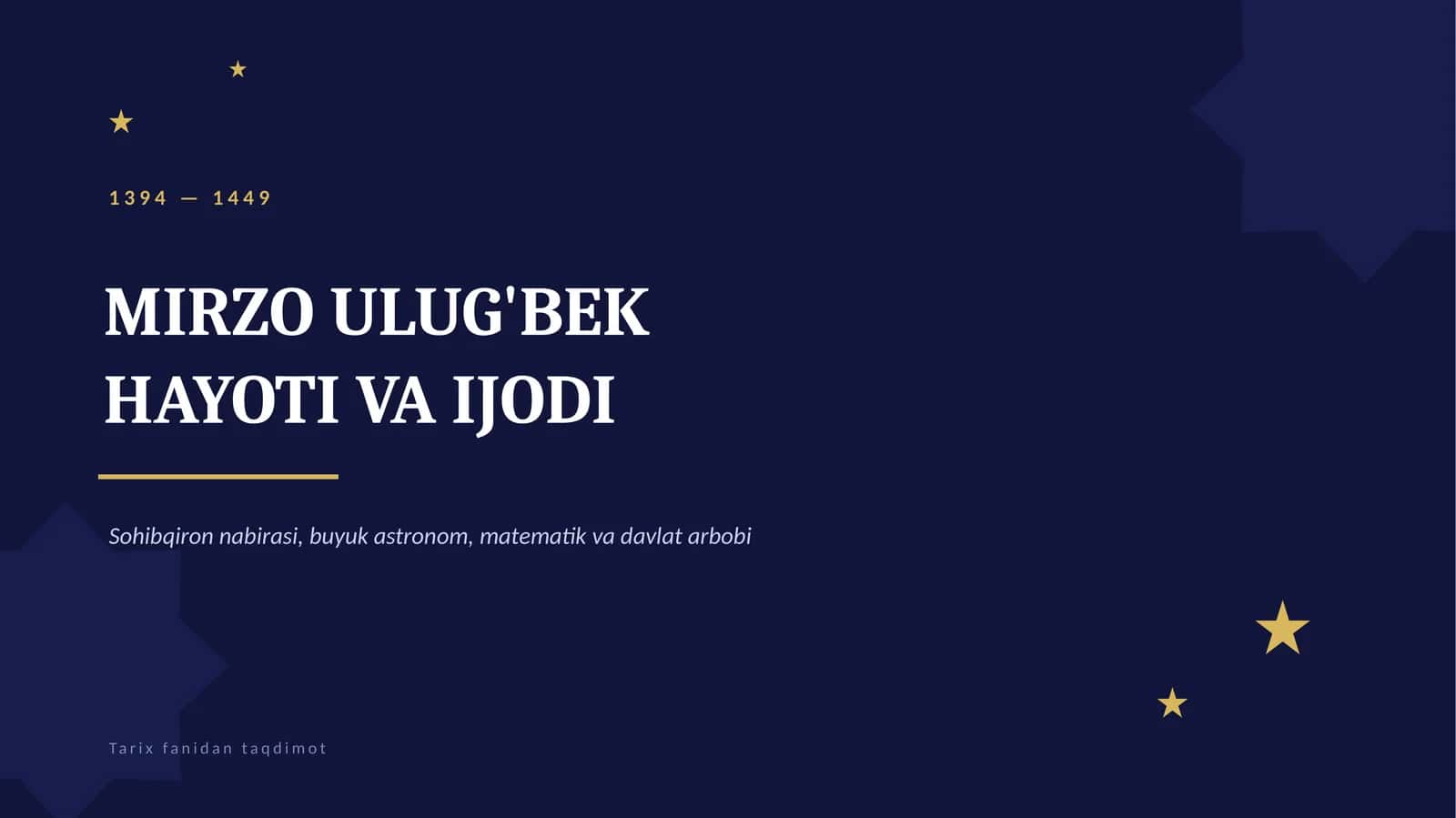 tarix fanidan taqdimot