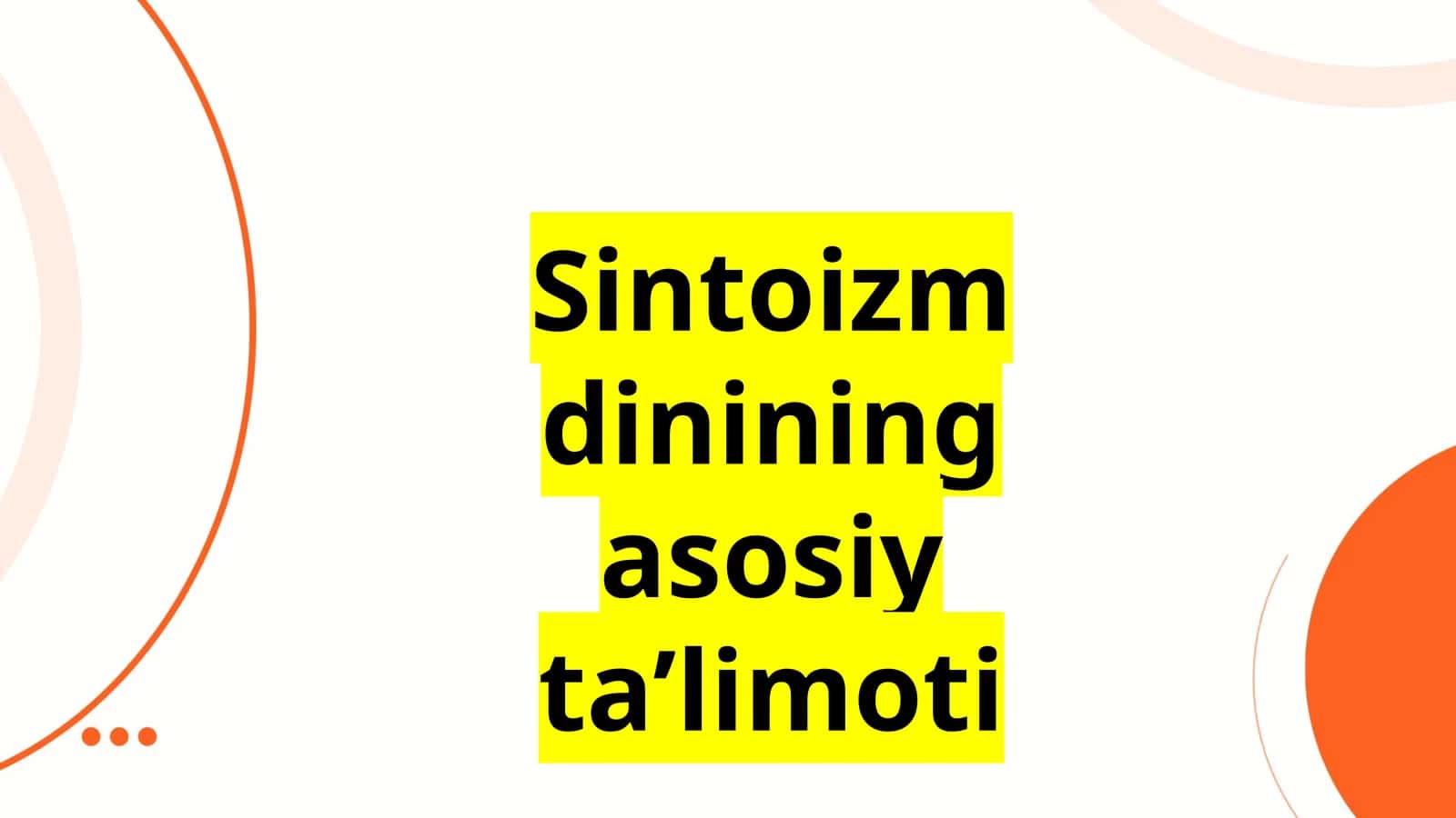 Sintoizm dinining asosiy ta’limoti