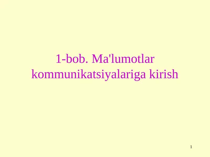 Ma'lumotlar kommunikatsiyalariga kirish