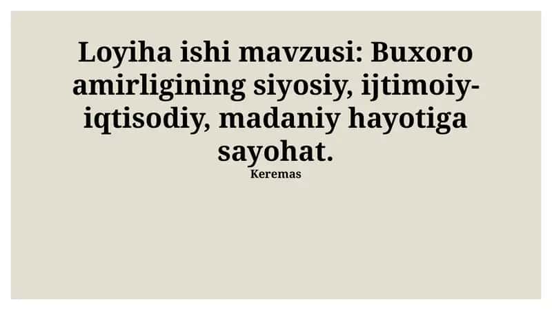 Buxoro Amirligining Ijtimoiy-Iqtisodiy Hayoti