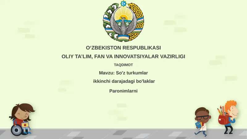So'zturkumlar ikkinchi daraja dagi bo'laklar Paronimlarni