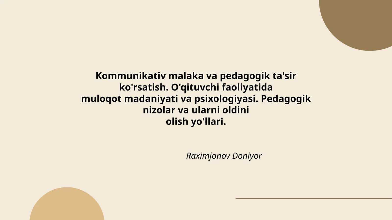 Kommunikativ malaka va pedagogik ta'sir ko'rsatish